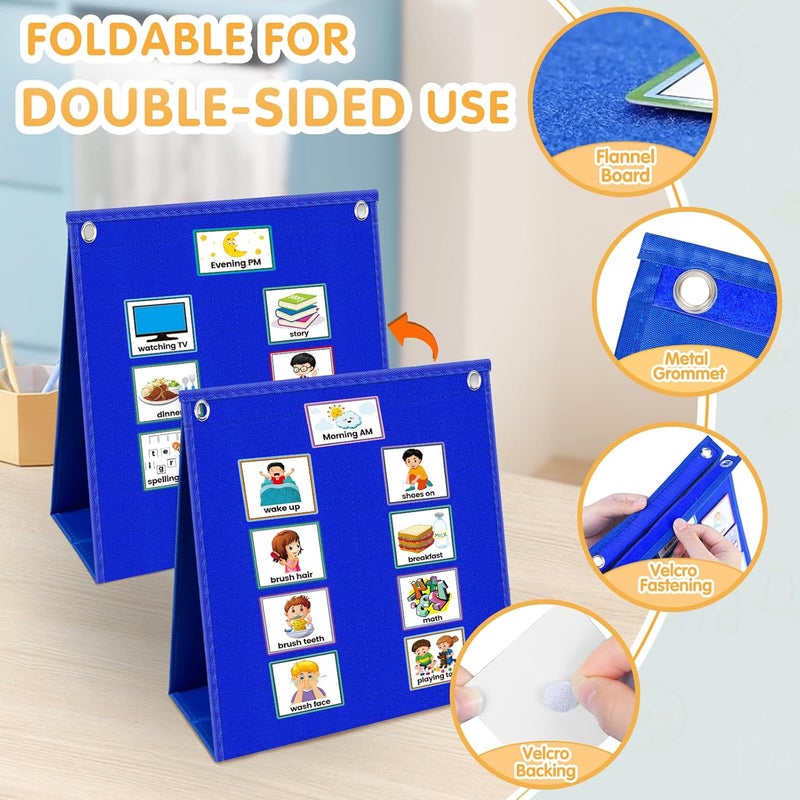 ALSLEA Visual Schedule for Kids with Autism Chore Chart for Kids Daily Routine Chart Autism Learning Materials Toddler Planning Board Visual Schedule for Classroom, Home with 124 Cards (DarkBlue) - Image 2